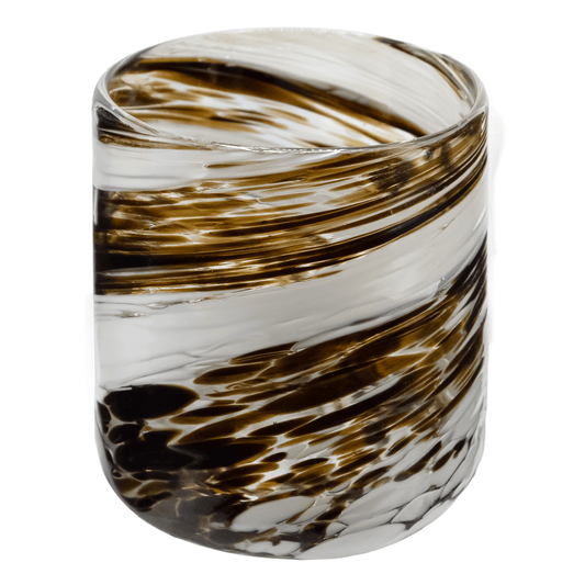 260ml - Florencia Vaso de vidrio soplado artesanal - Blanco Tornasol / Dorado - Hecho a mano - Candle Craft
