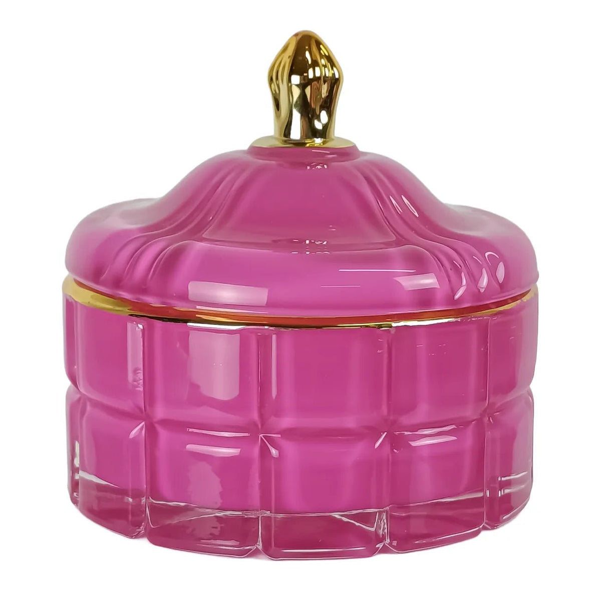 270ml - Cannes Vaso de lujo de vidrio para velas - Frasco de Vidrio Rosa Brillante con Oro - Candle Craft