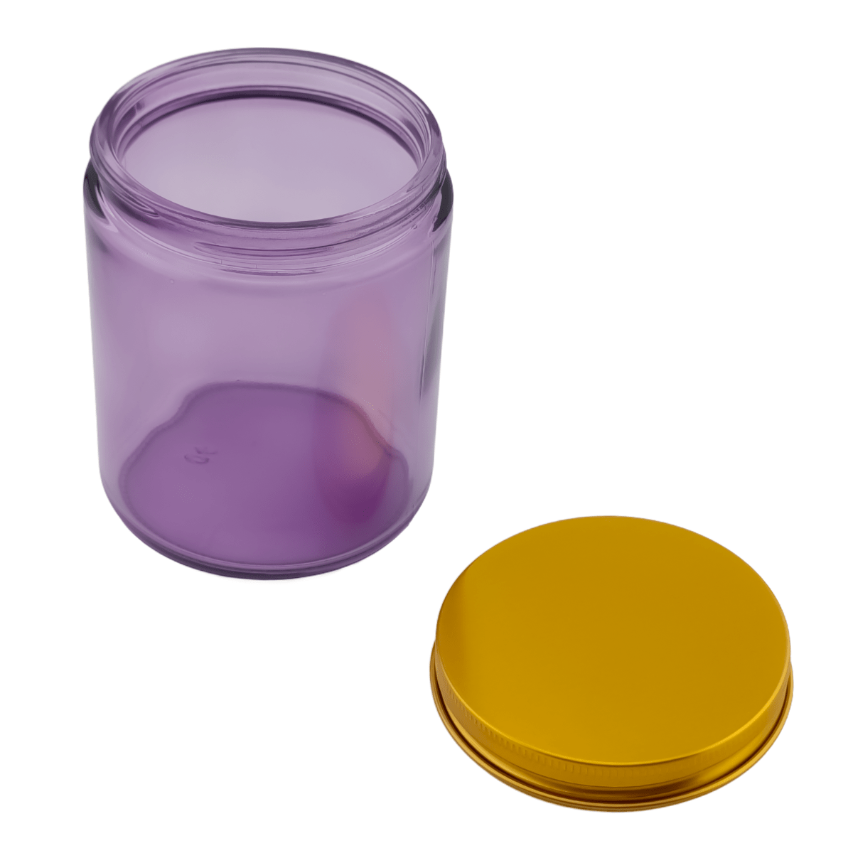 270ml - Miami Vaso de vidrio con rosca para velas - Morado con tapa dorada - Candle Craft