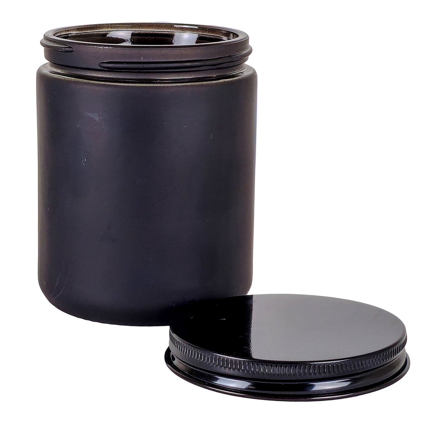 270ml - Miami Vaso de vidrio con rosca para velas - Negro con tapa negra - Candle Craft