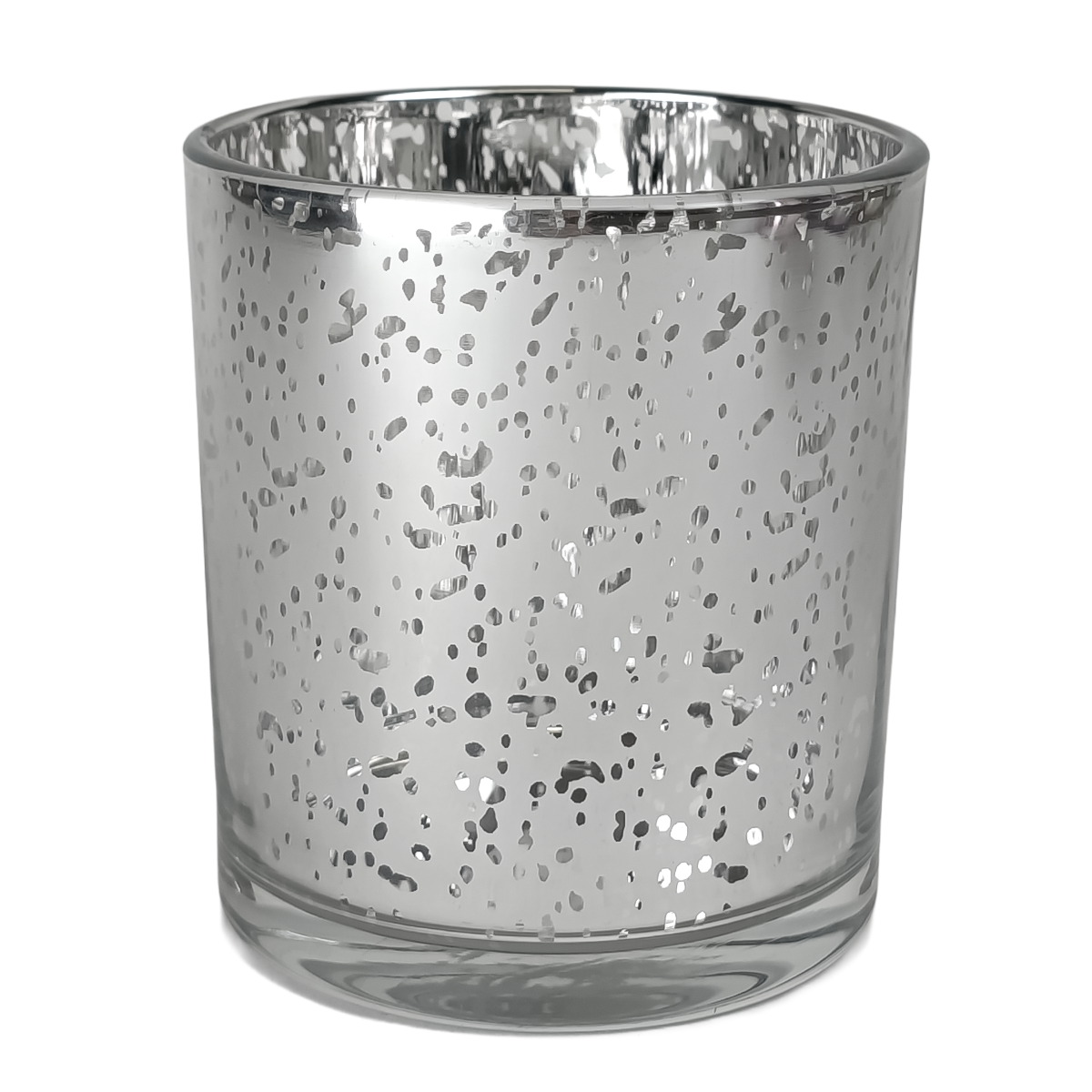300ml - Mónaco Vaso de vidrio para velas - Plata - Metálico con Salpicaduras