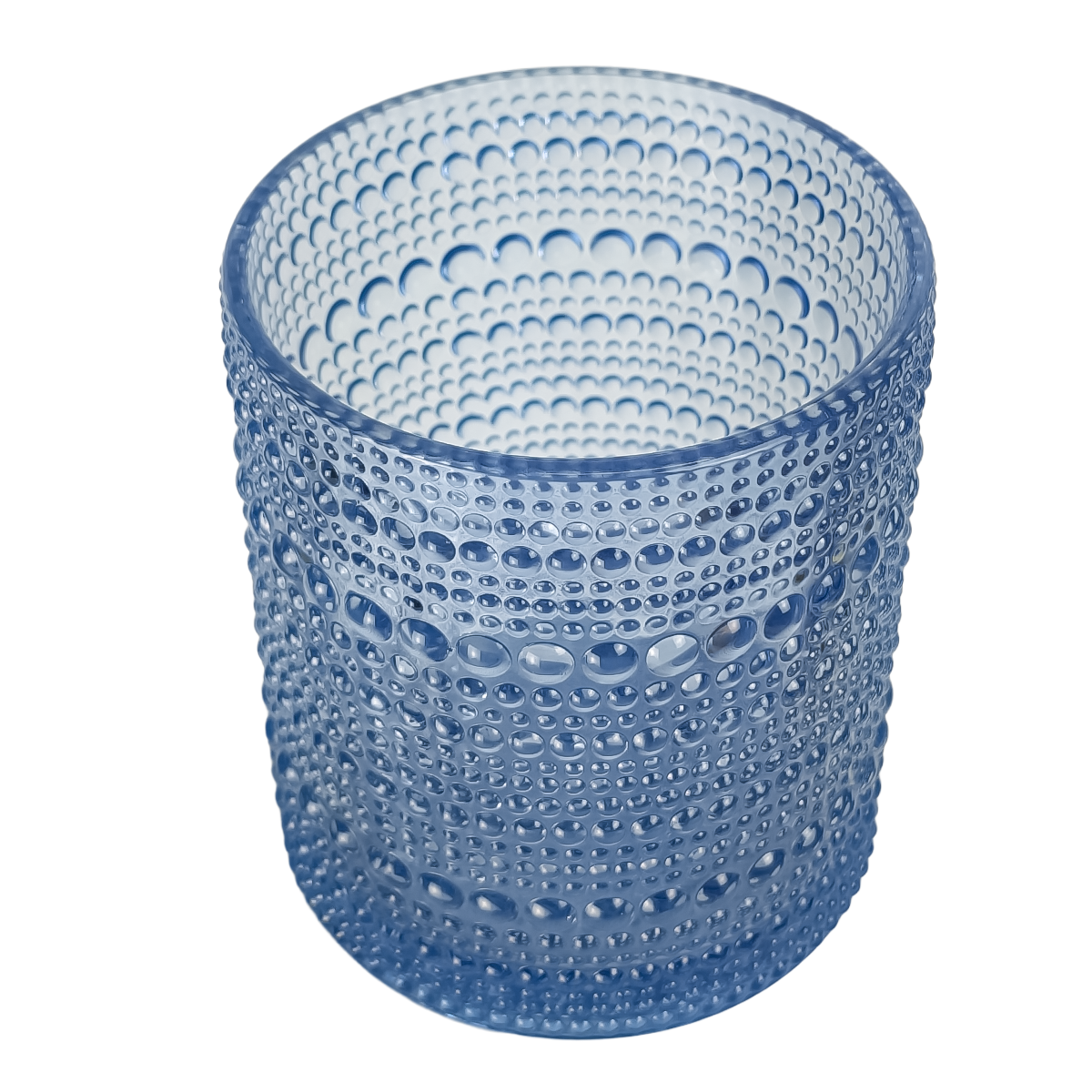 300ml - Tahití Vaso de vidrio con Diseño Perlado para velas -  Azul Transparente