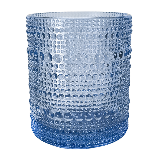 300ml - Tahití Vaso de vidrio con Diseño Perlado para velas -  Azul Transparente
