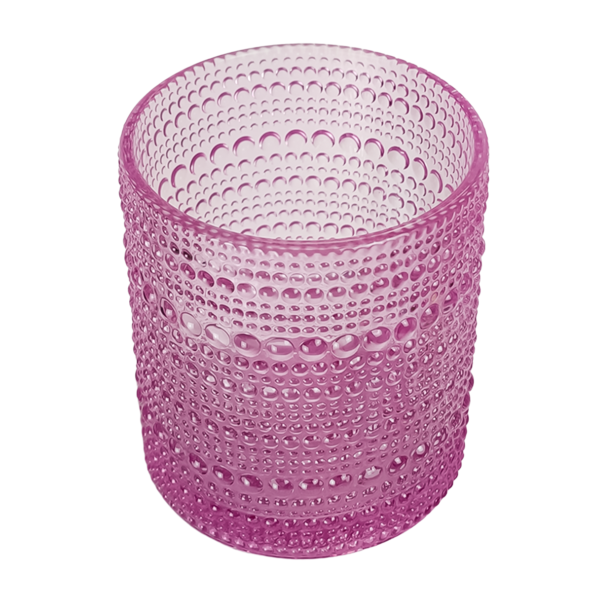 300ml - Tahití Vaso de vidrio con Diseño Perlado para velas -  Morado Transparente