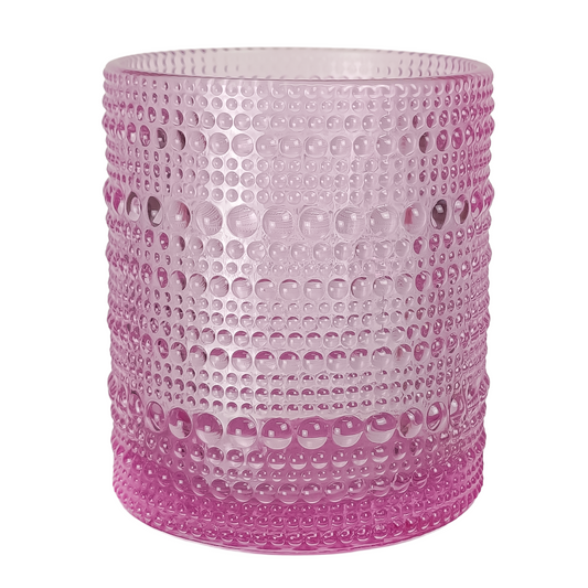 300ml - Tahití Vaso de vidrio con Diseño Perlado para velas -  Morado Transparente