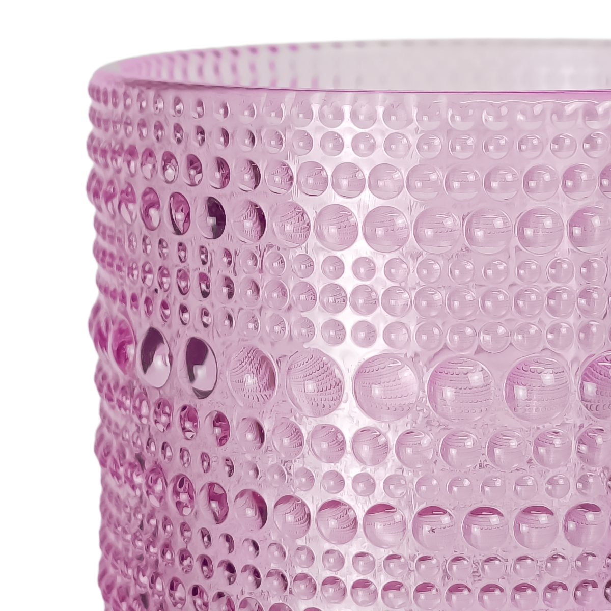 300ml - Tahití Vaso de vidrio con Diseño Perlado para velas -  Morado Transparente