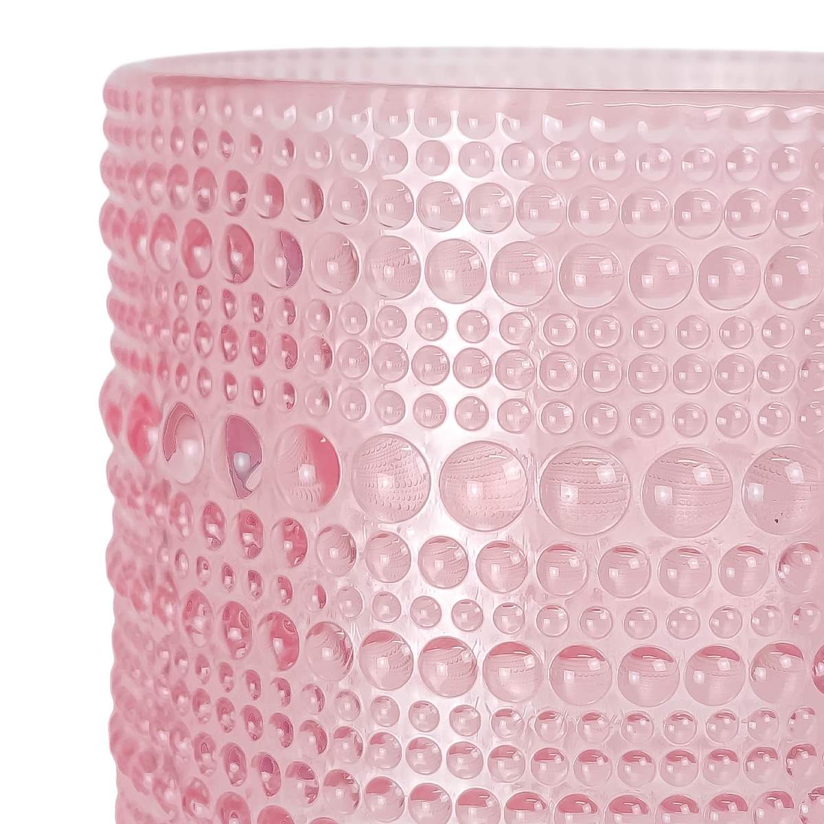 300ml - Tahití Vaso de vidrio con Diseño Perlado para velas -  Rosa Transparente