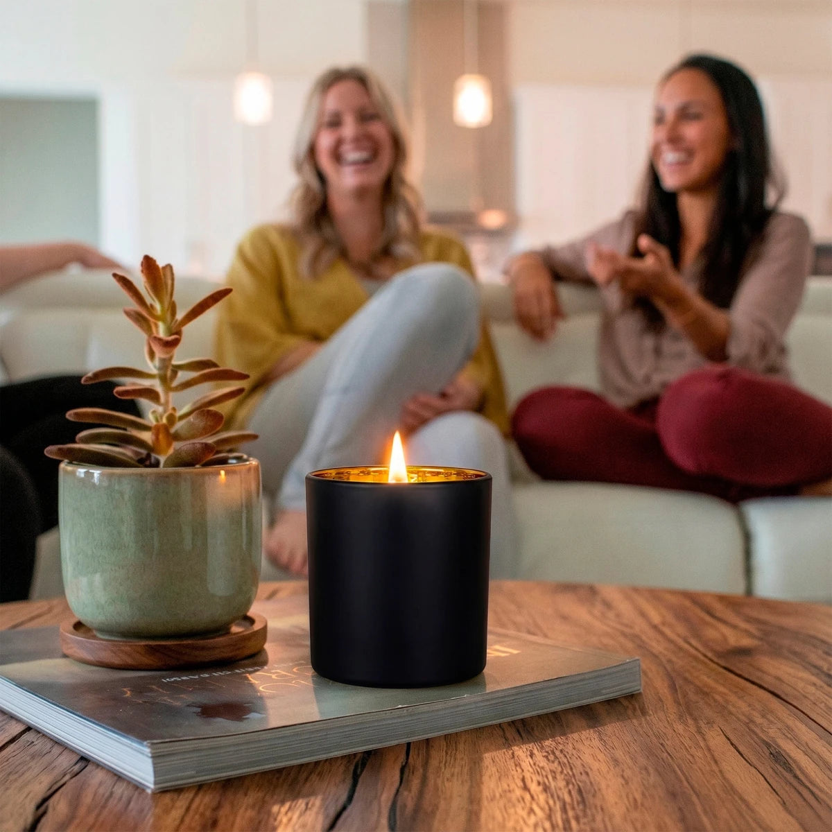 300ml - Mónaco Vaso de vidrio para velas - Frasco Negro Mate / Dorado Metálico - Candle Craft