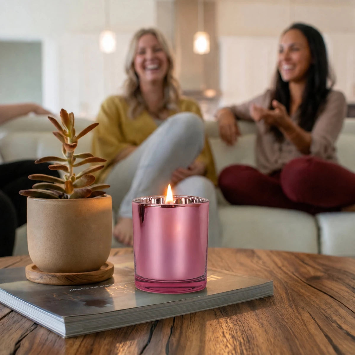 300ml - Mónaco Vaso de vidrio para velas - Frasco Rosa - Metálico - Candle Craft
