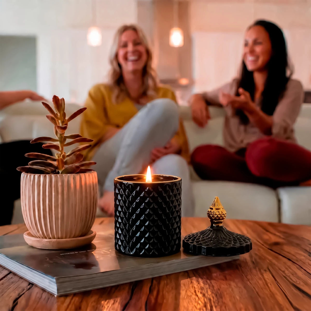 300ml - París Vaso de lujo de vidrio para velas - Frasco Negro con Oro - Candle Craft