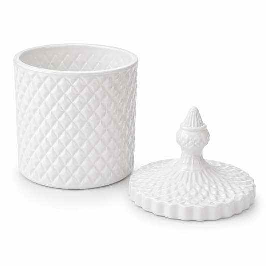 300ml - París Vaso de lujo de vidrio para velas - Frasco para Velas - Blanco Brillante - Candle Craft