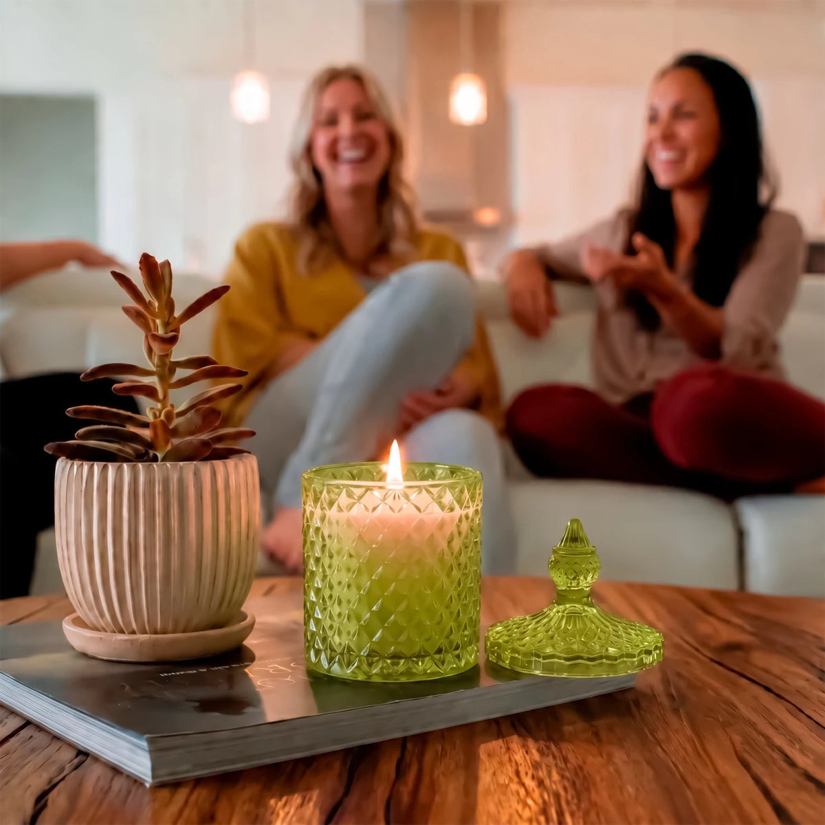 300ml - París Vaso de lujo de vidrio para velas - Frasco para Velas - Verde Claro Transparente - Candle Craft