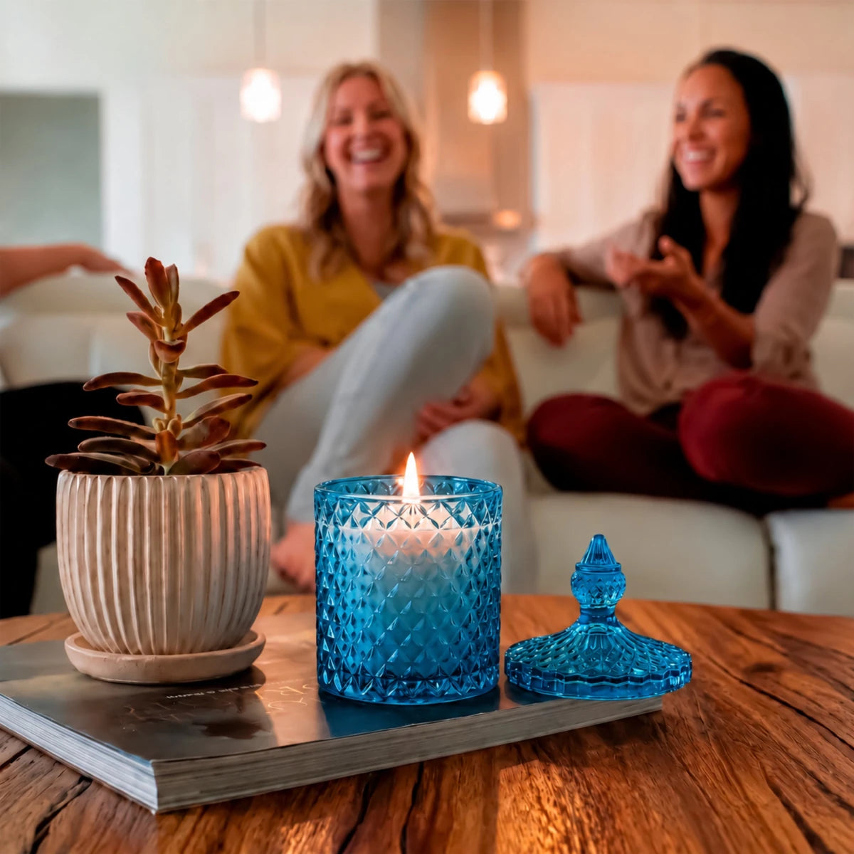 300ml - París Vaso de lujo de vidrio para velas - Frasco Transparente Azul Oscuro - Candle Craft