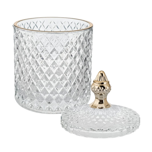 300ml - París Vaso de lujo de vidrio para velas - Frasco Transparente con Oro - Candle Craft