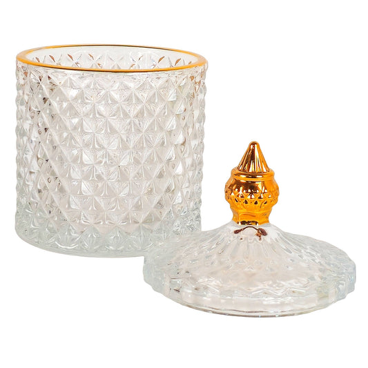 300ml - París Vaso de lujo de vidrio para velas - Transparente con Oro - Candle Craft