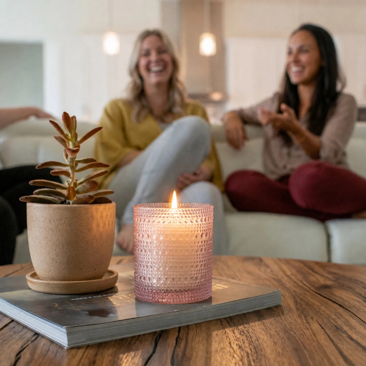 300ml - Tahití Vaso de vidrio con Diseño Perlado para velas - Frasco Rosa Transparente - Candle Craft