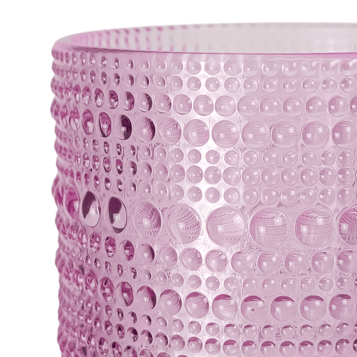 300ml - Tahití Vaso de vidrio con Diseño Perlado para velas - Morado Transparente - Candle Craft