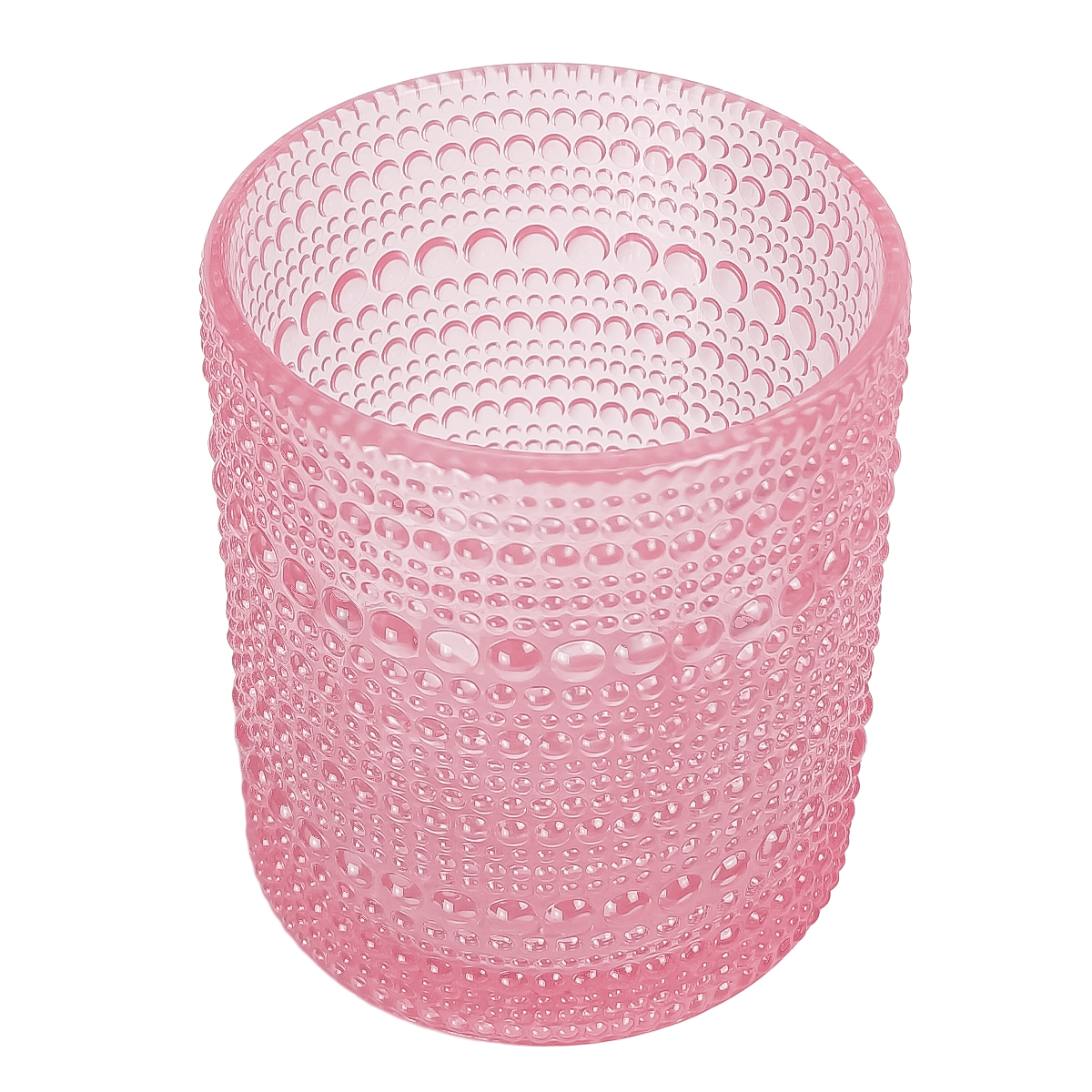 300ml - Tahití Vaso de vidrio con Diseño Perlado para velas - Rosa Transparente - Candle Craft