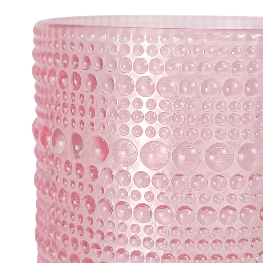 300ml - Tahití Vaso de vidrio con Diseño Perlado para velas - Rosa Transparente - Candle Craft