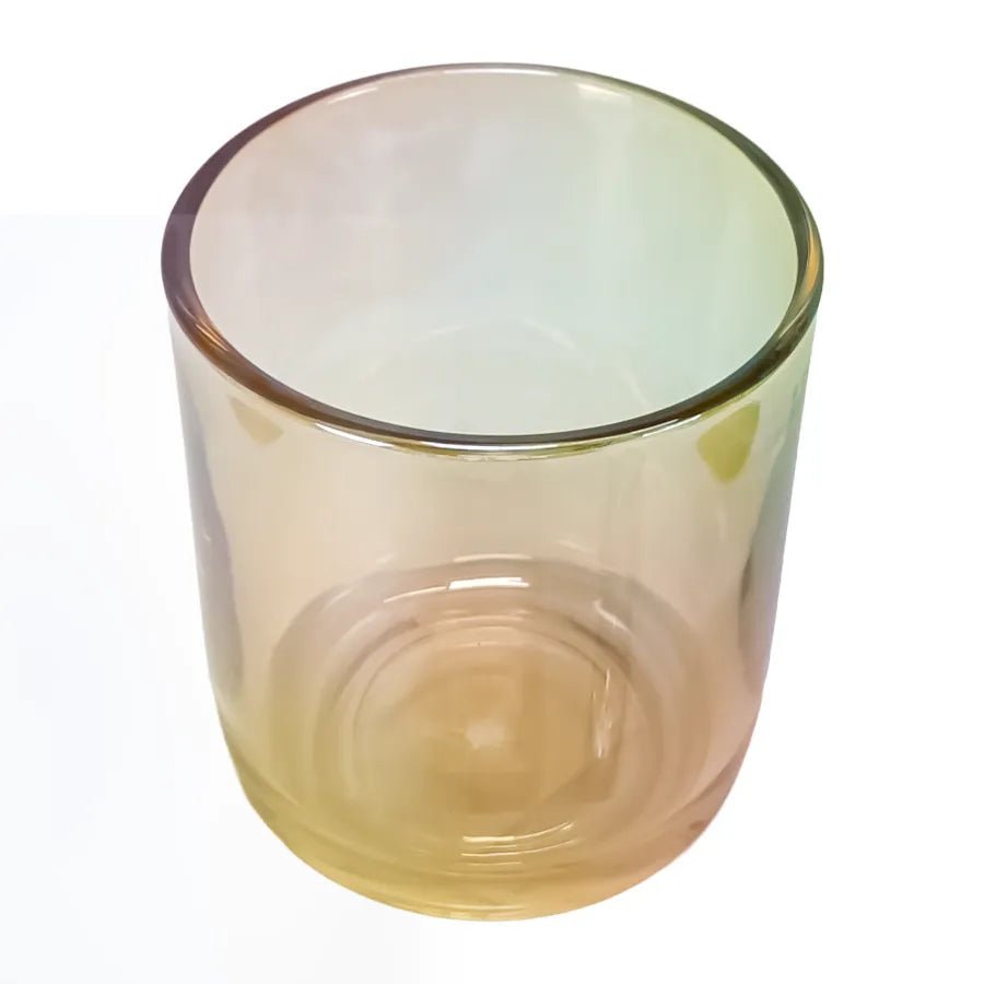 300ml - Valencia Vaso de Vidrio para Velas con Base Redondo - Frasco Ámbar Claro Tornasol - Candle Craft