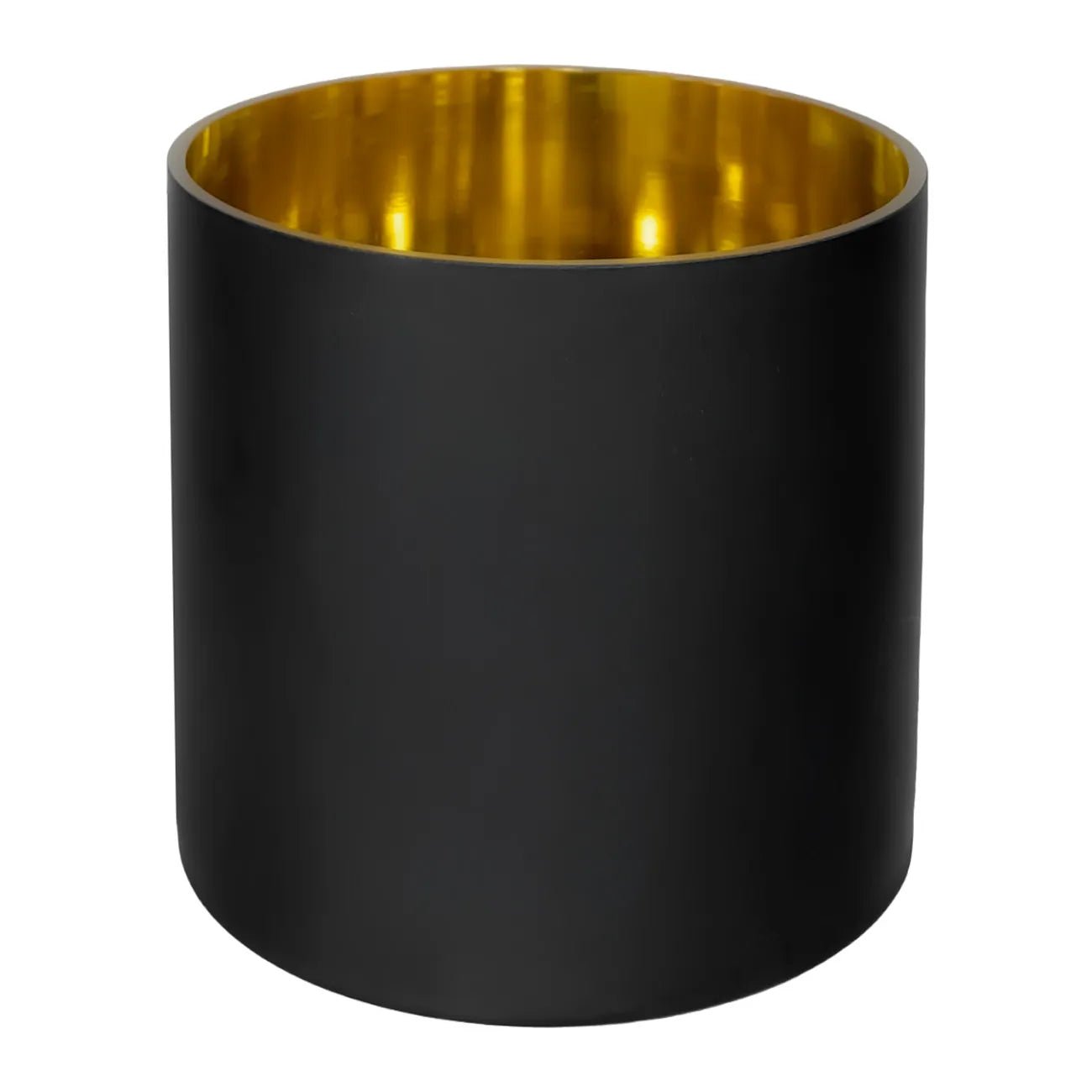 3100ml - Mónaco Vaso de Vidrio para Velas Extra Grande - Negro Mate / Dorado Metalico - Candle Craft