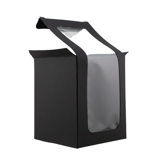 Caja Decorativa Cuadrada para Velas – Negra - Ventana Transparente | Chica 8x10 cm