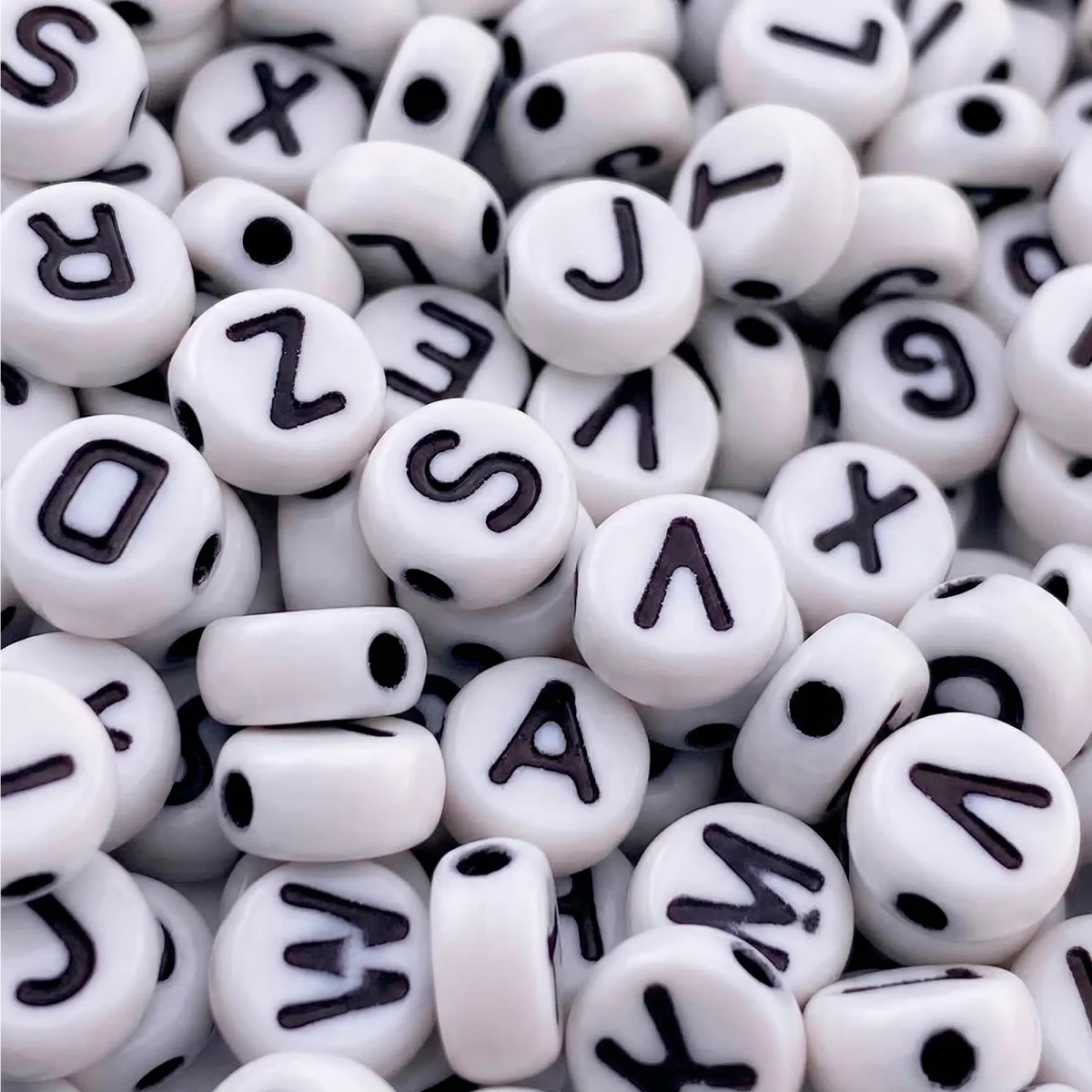 400 pzas Cuentas de Letras para Velas - Letras Acrílicas Decorativas Redondas - Abalorios con Letras - Blanco - Candle Craft