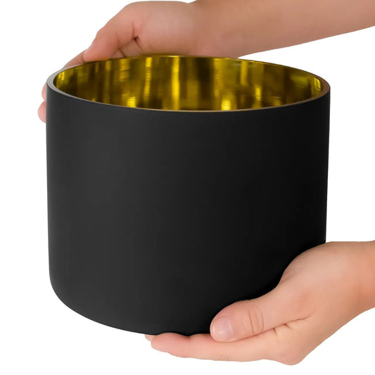 4100ml - Mónaco Vaso de Vidrio para Velas Extra Grande - Negro Mate / Dorado Metalico - Candle Craft