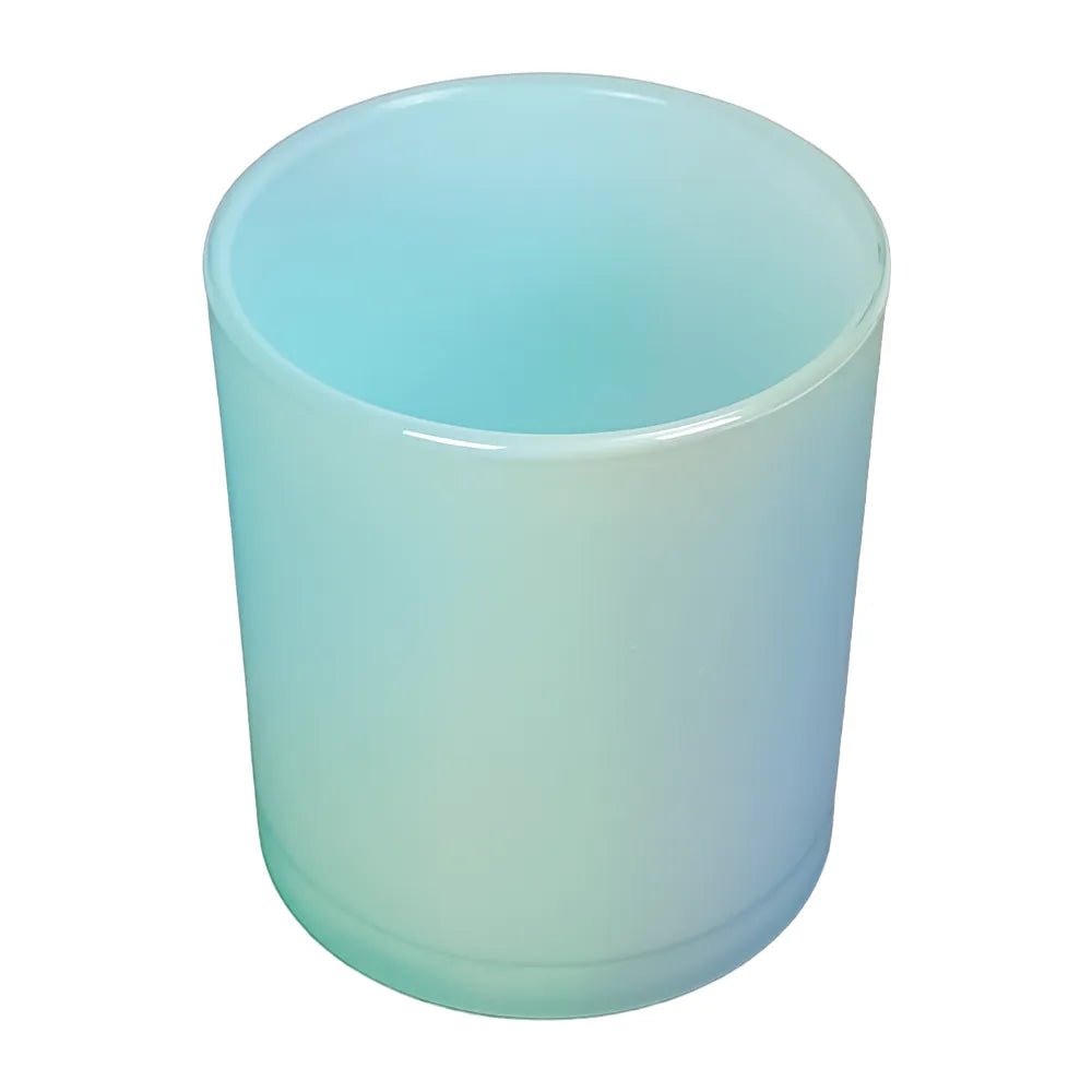 450ml - Mónaco Vaso de Vidrio para Velas Azul Bebé - Azul Claro Tornasol Arcoíris Brillante - Candle Craft
