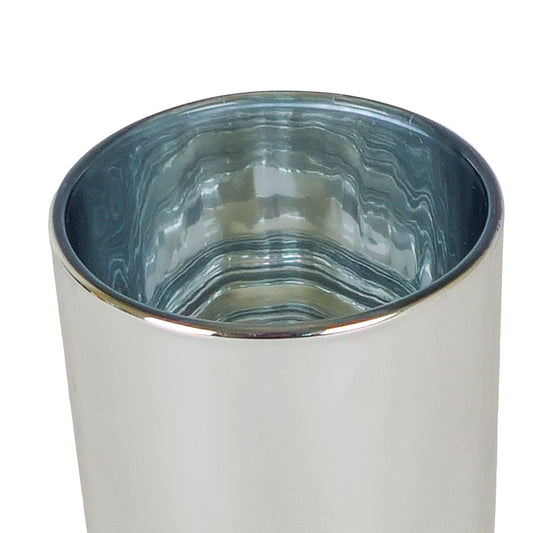 300ml - Mónaco Vaso de vidrio para velas - Plata Metálico / Plata Metálico