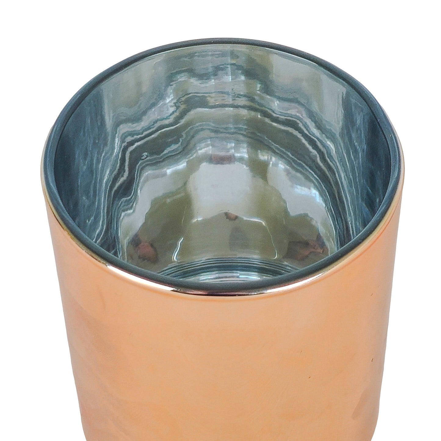 300ml - Mónaco Vaso de vidrio para velas - Oro Rosado Metálico / Plata Metálico