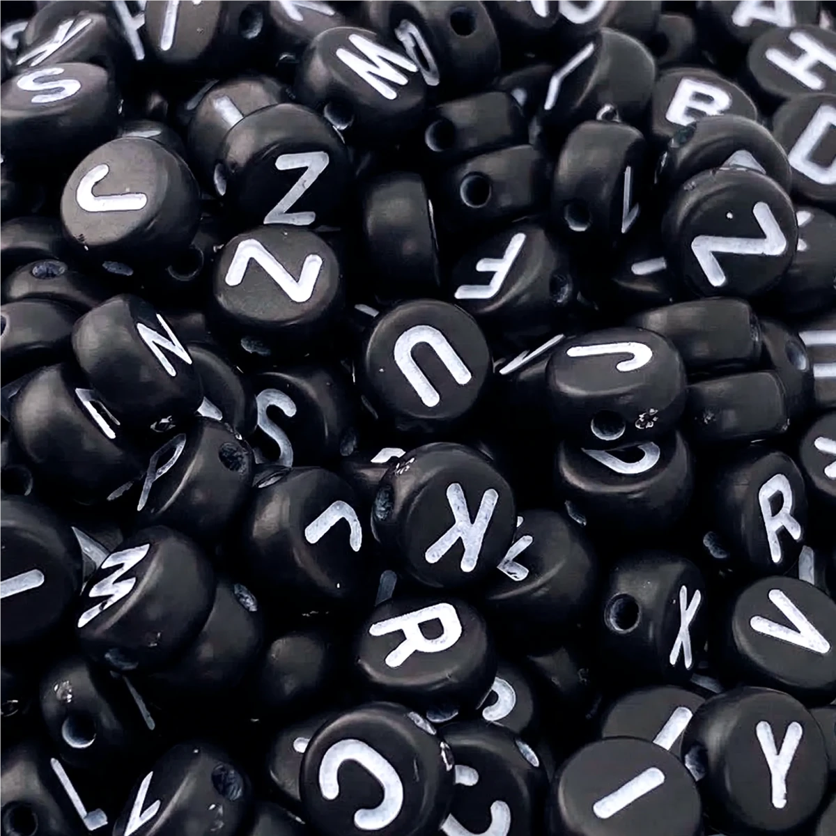 500 pzas Cuentas de Letras para Velas - Letras Acrílicas Decorativas Redondas - Abalorios con Letras - Negro - Candle Craft