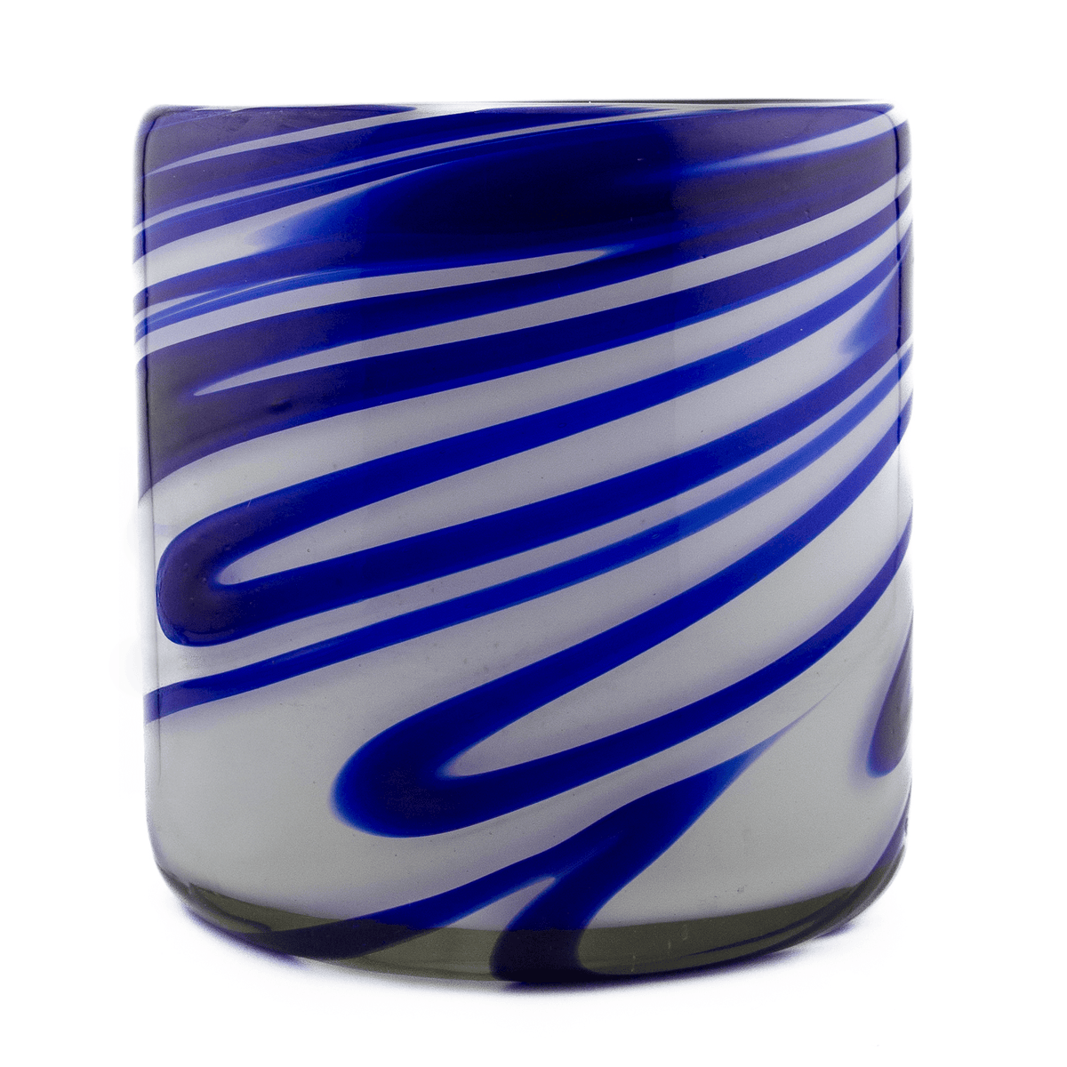 500ml - Florencia Vaso de vidrio soplado artesanal - 2 Colores Azul / Blanco - Hecho a mano - Candle Craft