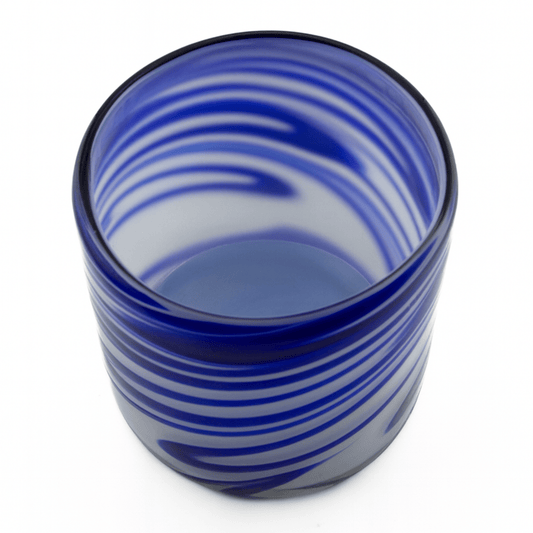 500ml - Florencia Vaso de vidrio soplado artesanal - 2 Colores Azul / Blanco - Hecho a mano - Candle Craft