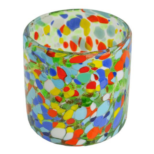 500ml - Florencia Vaso de vidrio soplado artesanal - Confeti Granizado Puntos / Azul Amarillo Naranja Rojo - Hecho a mano - Hecho a mano - Candle Craft