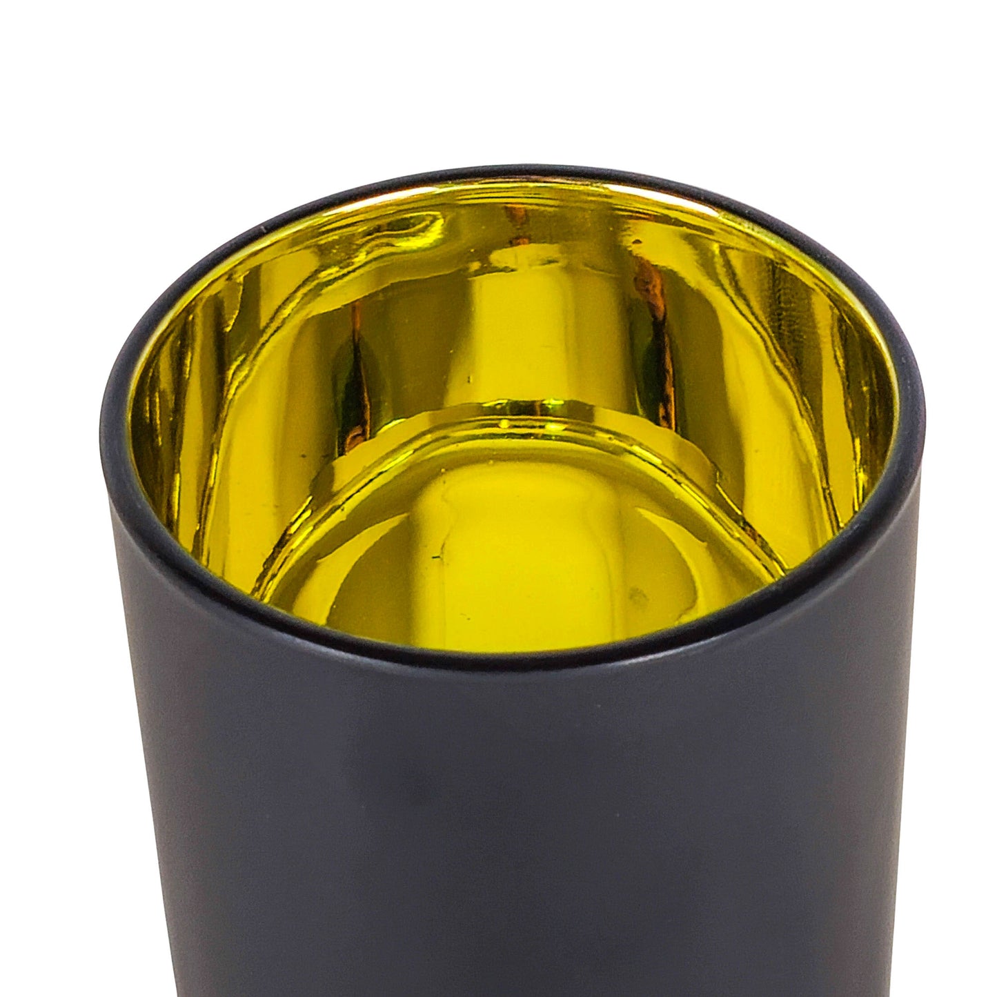 300ml - Mónaco Vaso de vidrio para velas - Negro Mate / Dorado Metálico