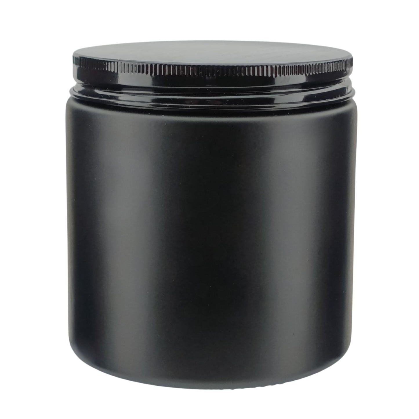 510ml - Miami Vaso de vidrio con rosca para velas - Negro Mate con Tapa Negra