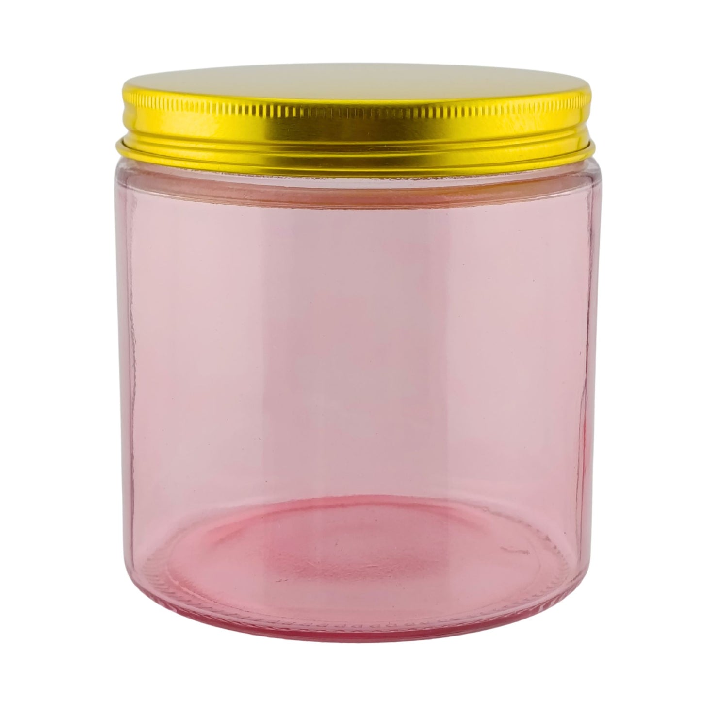 510ml - Miami Vaso de vidrio con rosca para velas - Rosa con Tapa Dorada