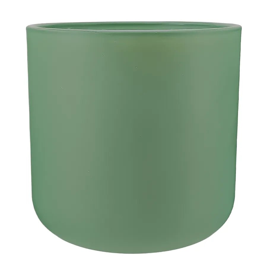 520ml - Valencia Vaso de Vidrio para Velas con Base Redondo - Frasco Verde Salvia - Mate - Candle Craft