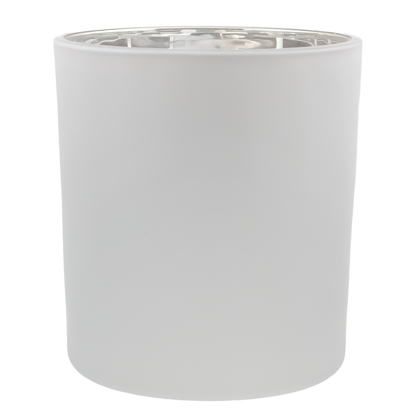 560ml - Mónaco Vaso de vidrio para velas - Blanco Mate / Plata Metálico