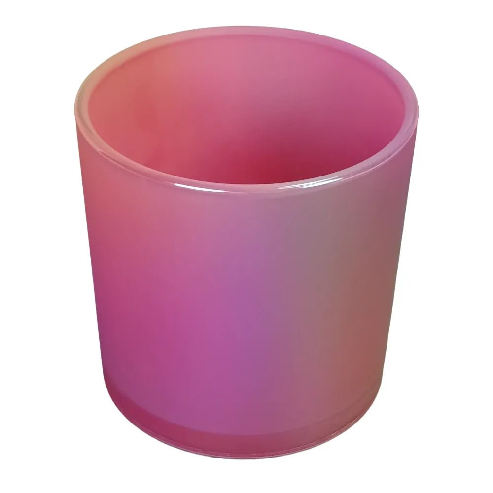 560ml - Mónaco Vaso de Vidrio para Velas - Rosa Flamingo Tornasol Pink Arcoíris Brillante - Candle Craft