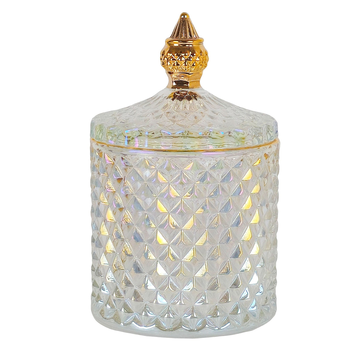 600ml - París Vaso de lujo de vidrio para velas - Tornasol Brillante con Oro - Candle Craft