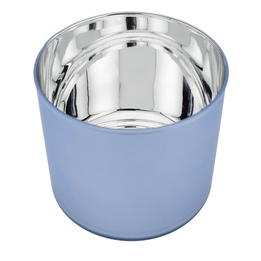 620ml - Mónaco Vaso de vidrio para velas - Inspirado en Bath Body Works® / White Barn® - Azul Claro Mate / Metállico - Candle Craft