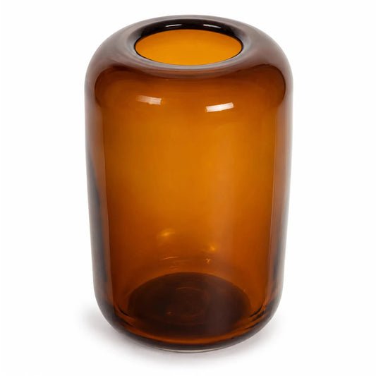 650ml - Florencia Vaso / Cilindro de vidrio soplado artesanal - Frasco Ámbar Transparente - Hecho a mano - Candle Craft