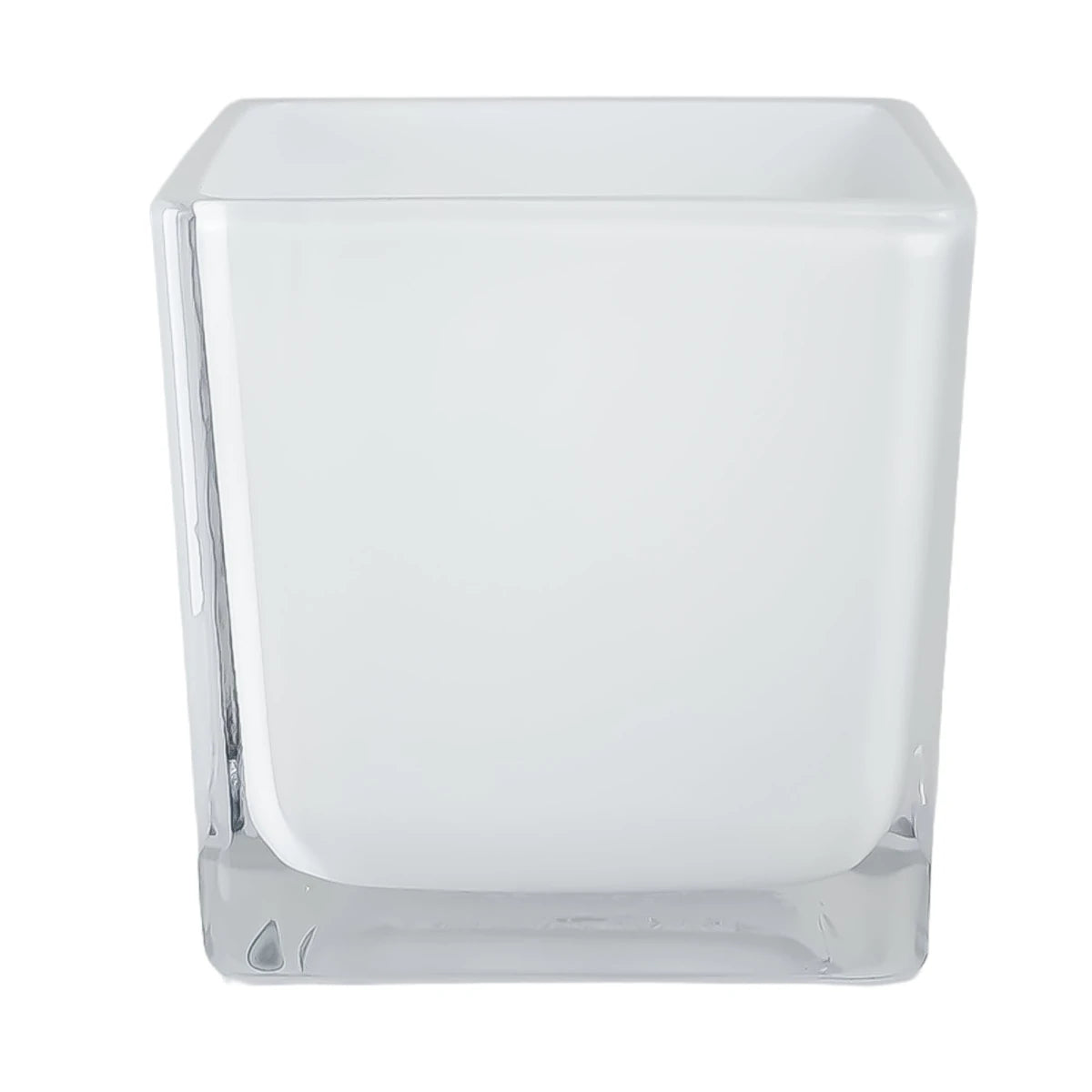 680ml - Glasgow Vaso Cuadrado de Vidrio para Velas Cubo - Frasco Blanco Brillante - Candle Craft