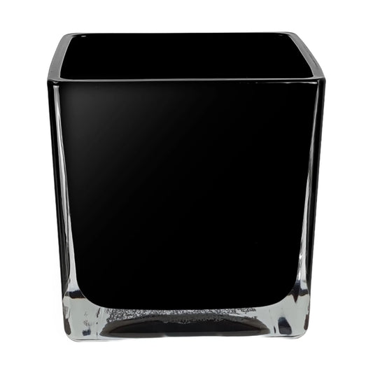 680ml - Glasgow Vaso Cuadrado de Vidrio para Velas Cubo - Frasco Negro Brillante - Candle Craft