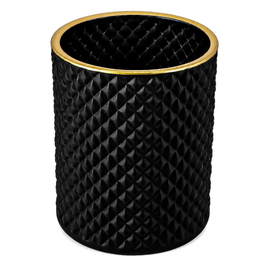 700ml - París Vaso de Vidrio con diseño Diamante - Frasco para Velas - Negro Mate con Oro - Candle Craft