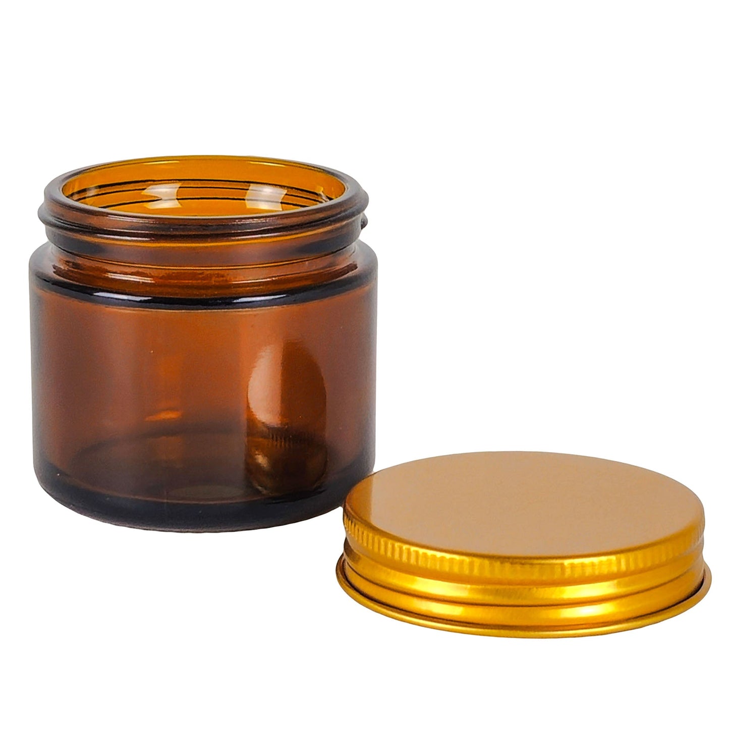 75ml - Miami Vaso de vidrio con rosca para velas - Ámbar con tapa dorada - Candle Craft