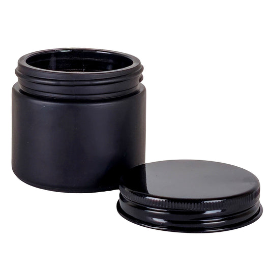 75ml - Miami Vaso de vidrio con rosca para velas - Negro Mate con tapa negra - Candle Craft