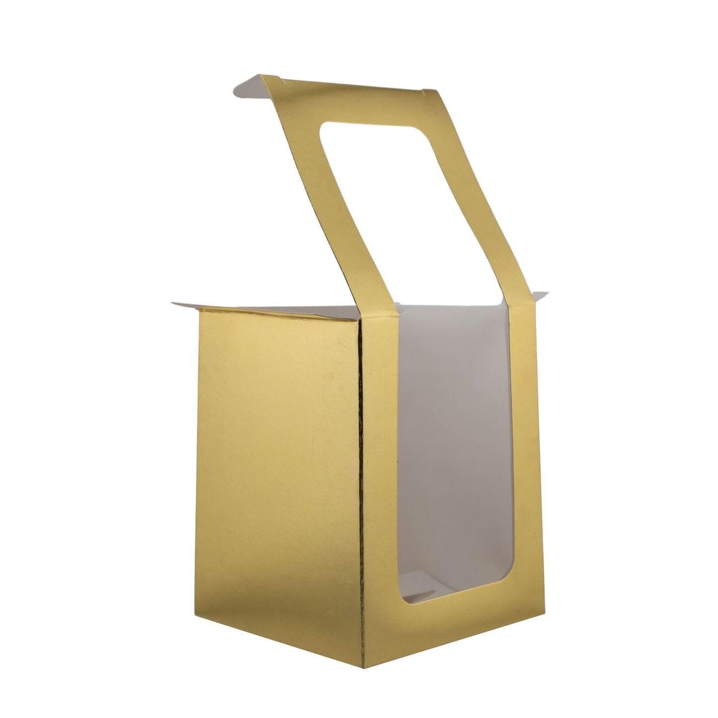 Caja Decorativa Cuadrada para Velas – Dorada - Ventana Transparente | Chica 8x10 cm